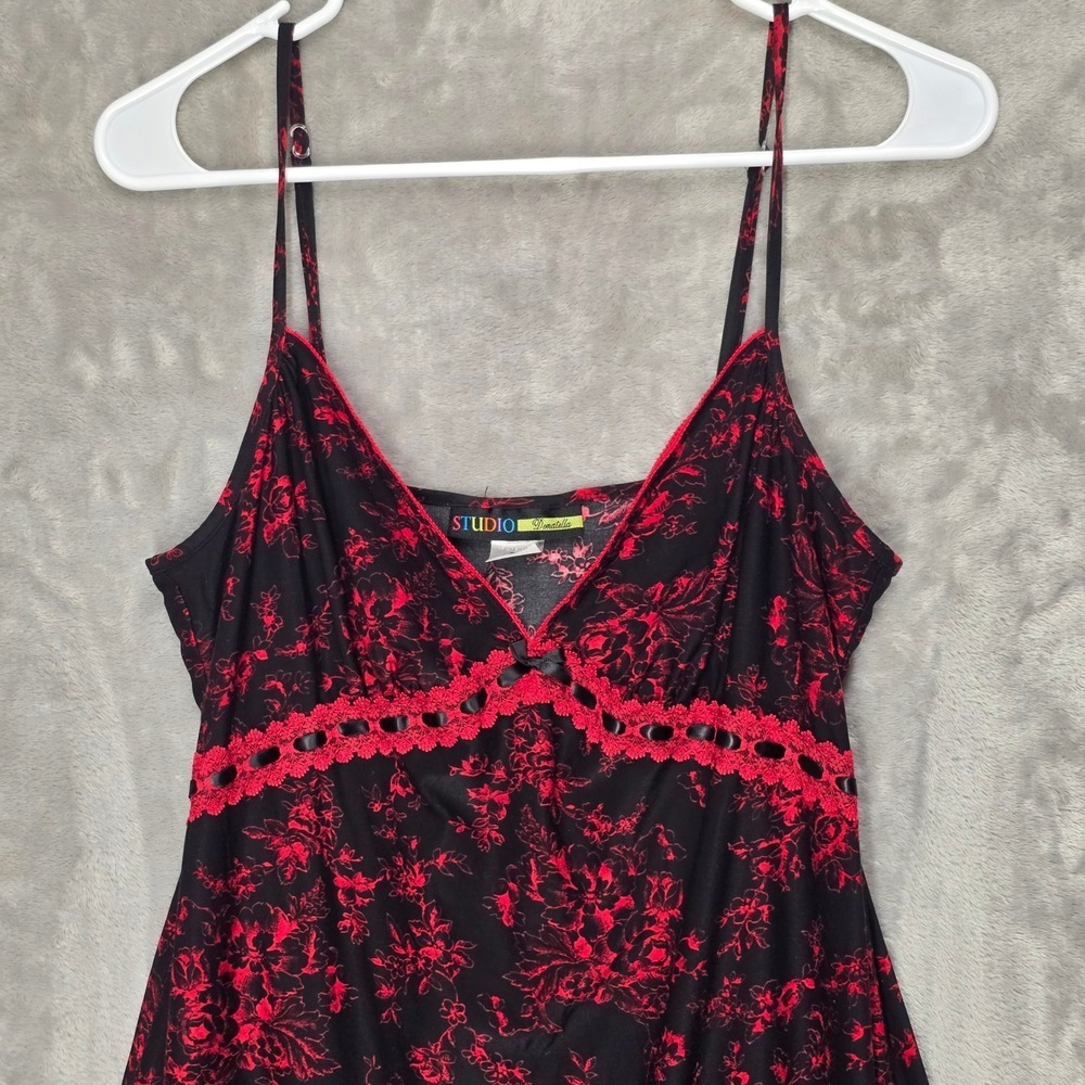 Y2K Donatella Slip Mini Dress Whimsigoth Night Gown Fairy Grunge Lace Strech Med - Picture 3 of 15